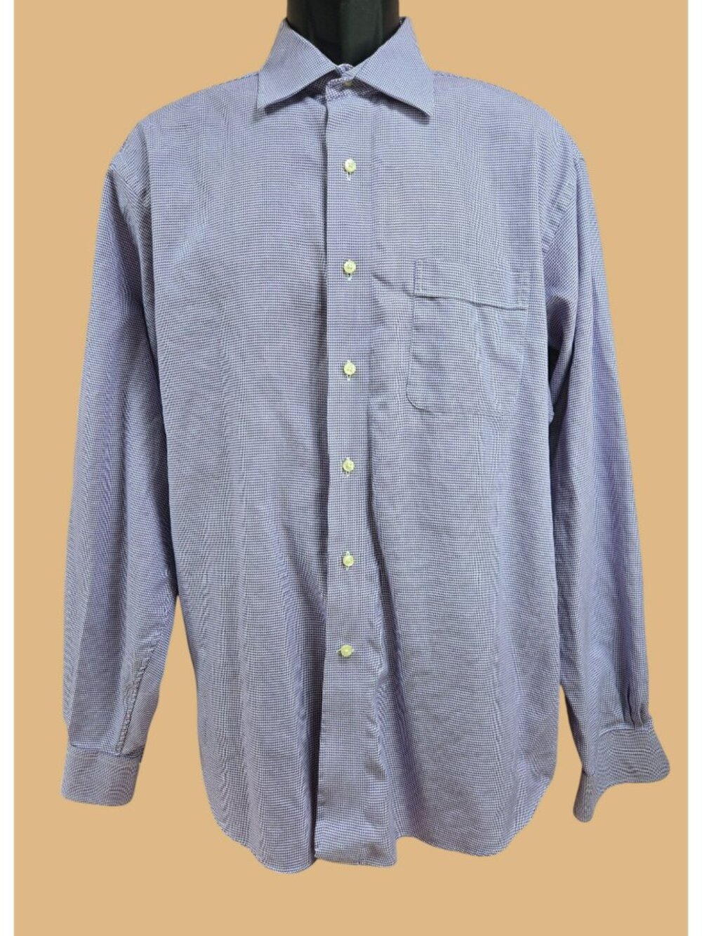 Tommy Bahama Mens Purple Houndstooth Shirt 16.5-36/37